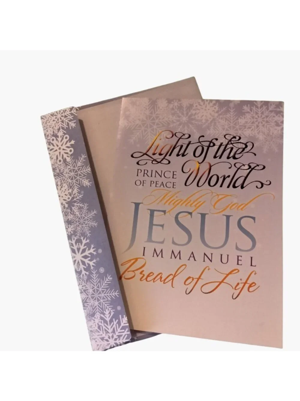 Religious Christmas Card Envelope Light Of The World Snowflake Scripture Luke 10
